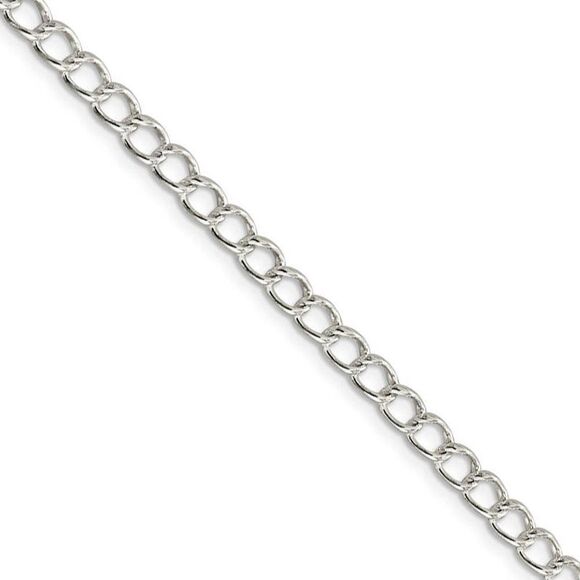 4.5mm Sterling Silver Half Round Solid Curb Chain Necklace 20 Inch